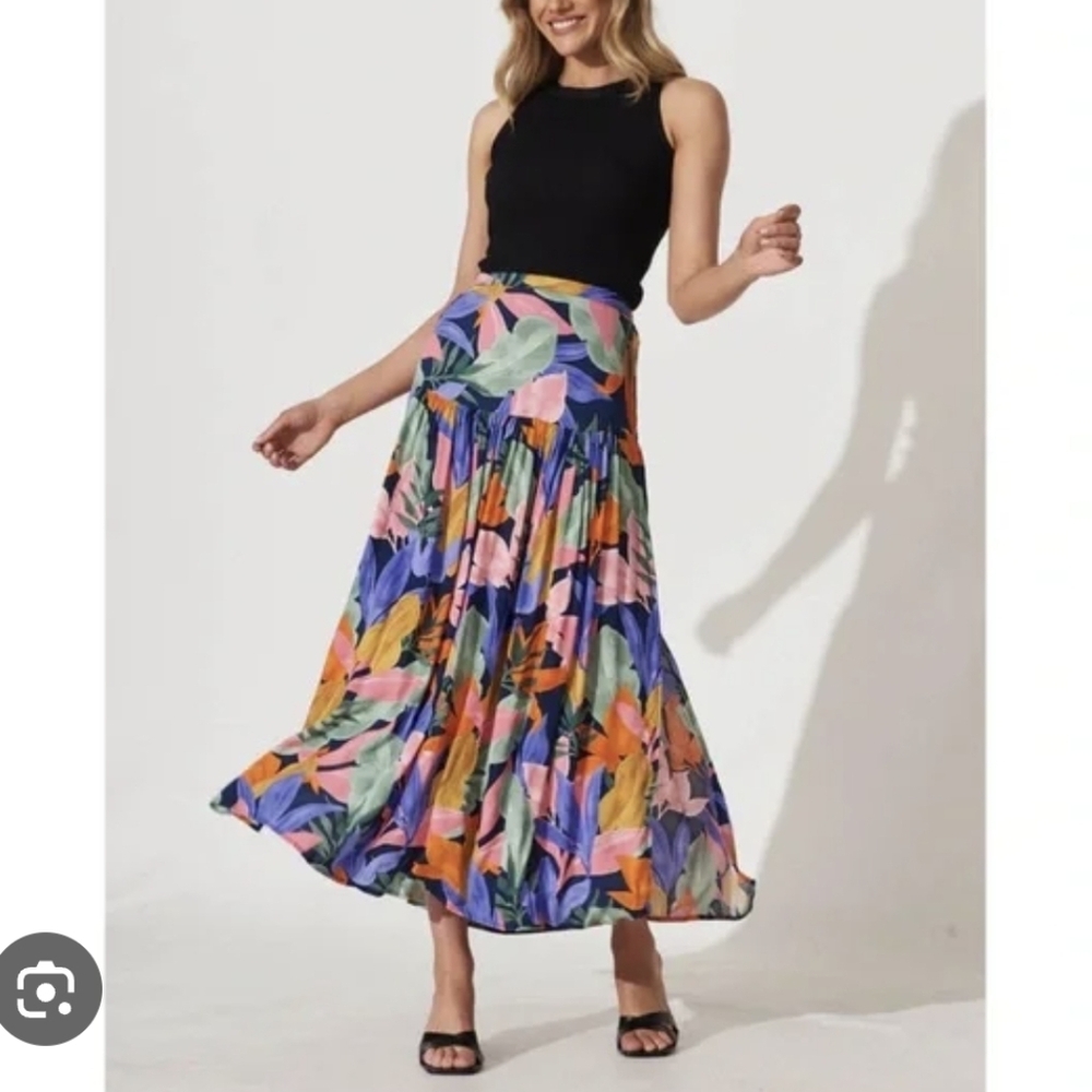 Anthropologie Colorful Floral Maxi Skirt